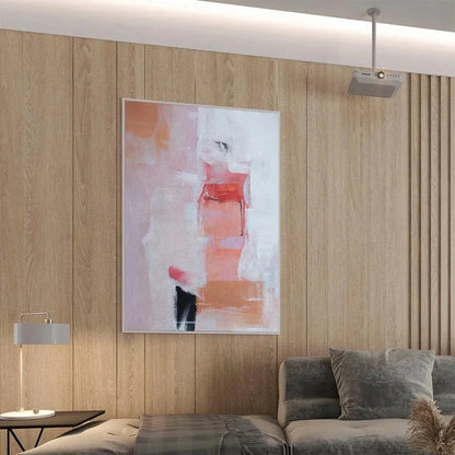 BLUSHING DAWN: Pink Abstract Painting, Textured Wabi Sabi | rolled canvas, ready for custom framing