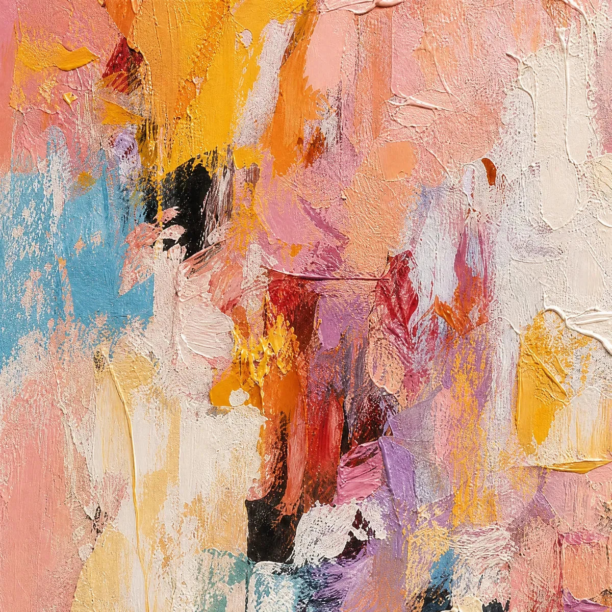 BLUSHING DAWN: Vertical Textured Abstract Oil Painting | rectangular format, hand-painted canvas edge
