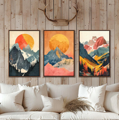 Boho wall art Yxpainting Abstract mountain wall picture landscape road art frame #13
