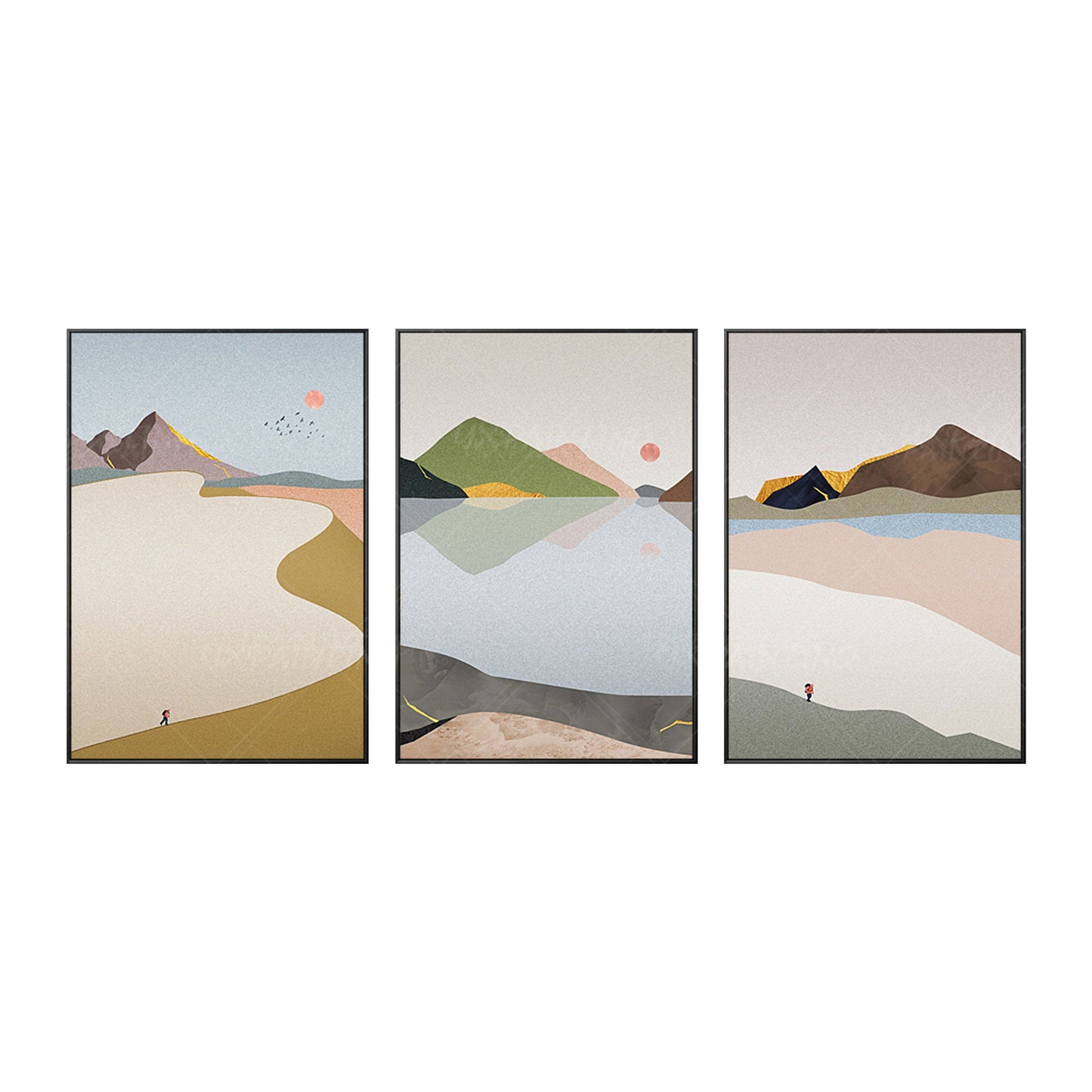 Boho wall art Yxpainting Abstract mountain wall picture landscape road art frame #10