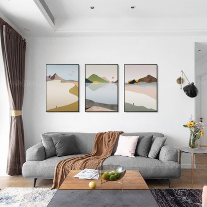 Boho wall art Yxpainting Abstract mountain wall picture landscape road art frame #1