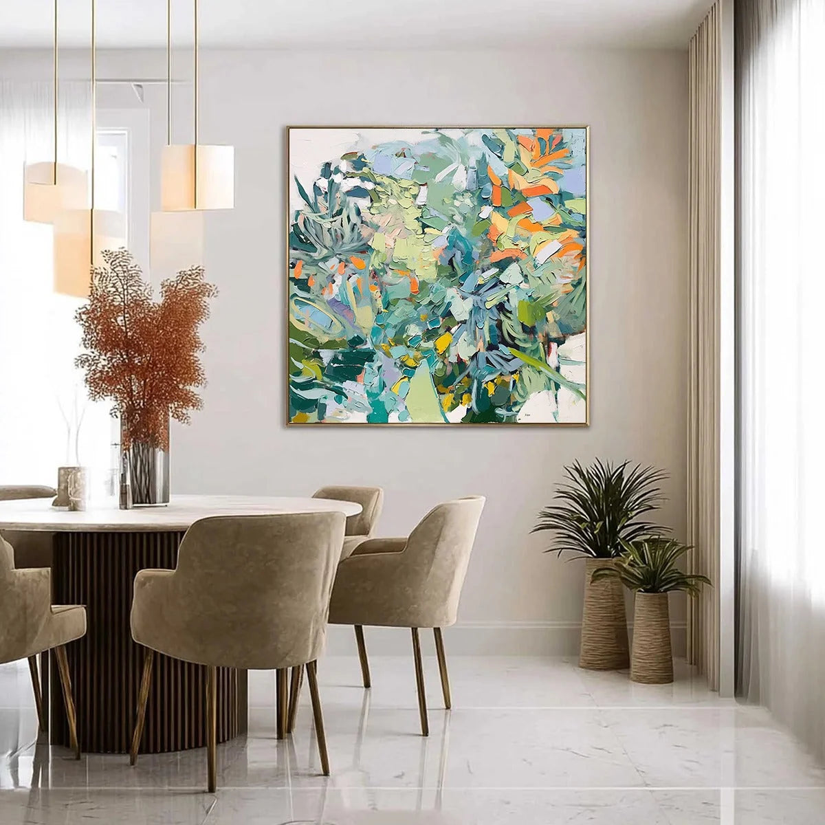 BOTANICAL RHAPSODY: Abstract Impressionist Floral Painting | rectangular format, hand-painted canvas edge