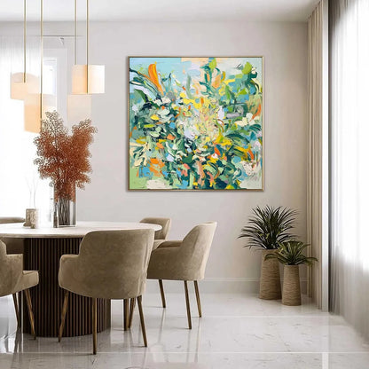 BOTANICAL WHIRL: Abstract Impressionist Floral Painting | rectangular format, hand-painted canvas edge