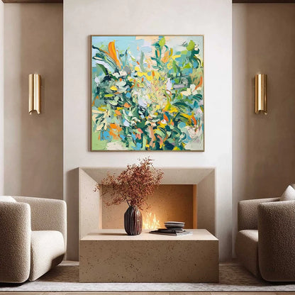 BOTANICAL WHIRL: Abstract Impressionist Floral Painting | rolled canvas, ready for custom framing