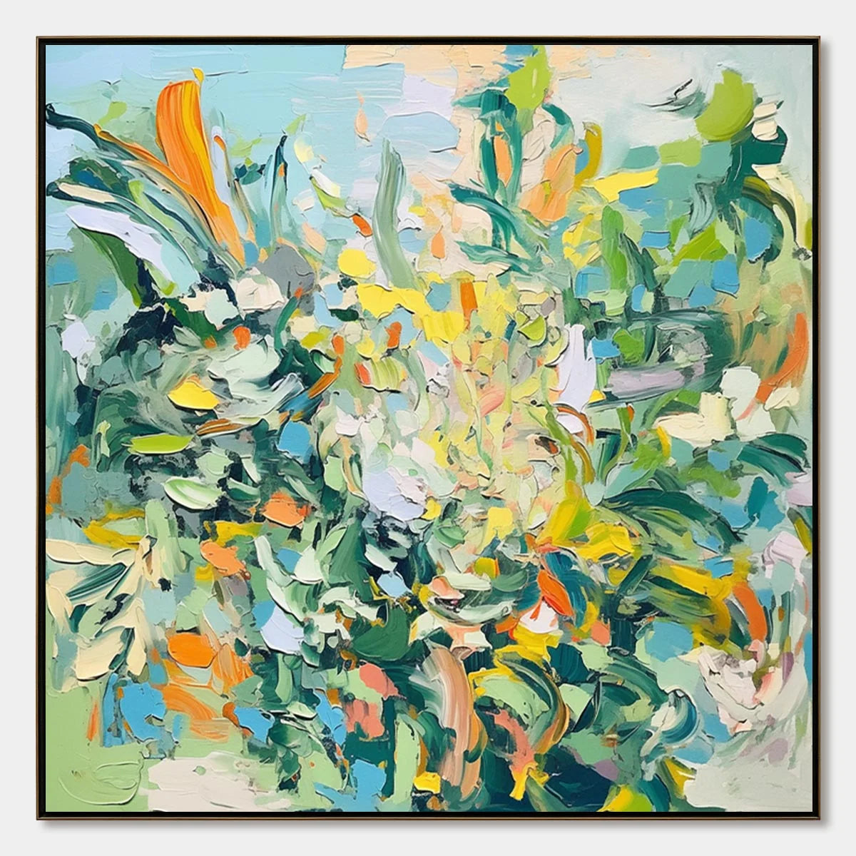 BOTANICAL WHIRL: Abstract Impressionist Floral Painting | hanging in living room, impressionist wall art
