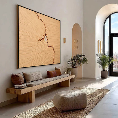 BREACH: Wabi-Sabi Textured Abstract Painting for Modern Spaces | wabi sabi mood, soft natural light studio shot