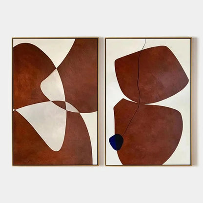 BROWN ABSTRACT DIPTYCH: Abstract Painting Set of 2 | hanging in living room, abstract wall art