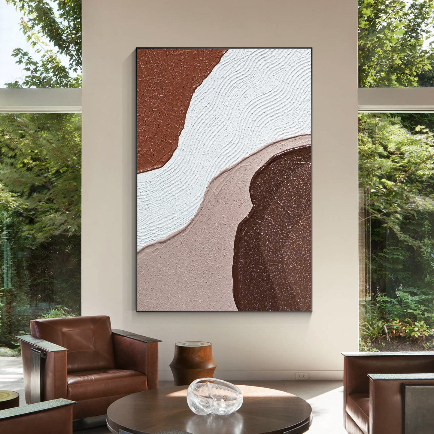 Brown Abstract Textured Painting: Minimalist Living Room Wall Art #5
