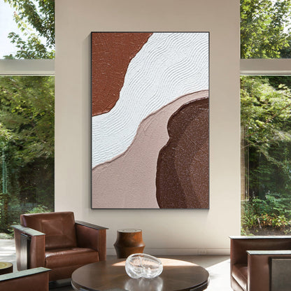 Brown Abstract Textured Painting: Minimalist Living Room Wall Art #5