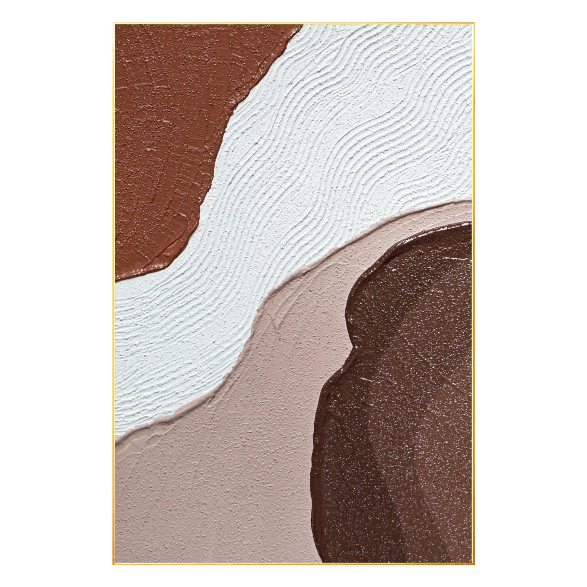 Brown Abstract Textured Painting: Minimalist Living Room Wall Art #7