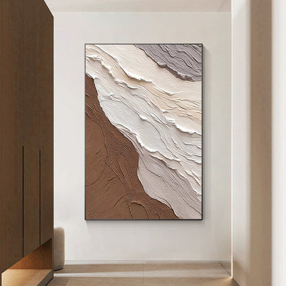 Brown Beige Abstract Textured Ocean Waves Wall Art Original Painting, Home Wall  #4
