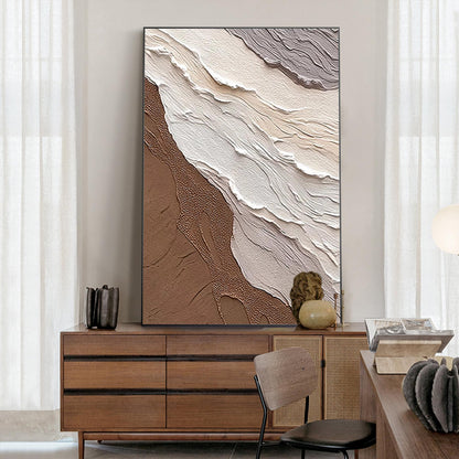 Brown Beige Abstract Textured Ocean Waves Wall Art Original Painting, Home Wall  #5