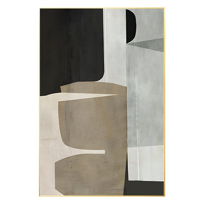 Brown Beige Black Abstract Geometric Painting On Canvas, Minimalist Painting Org #7