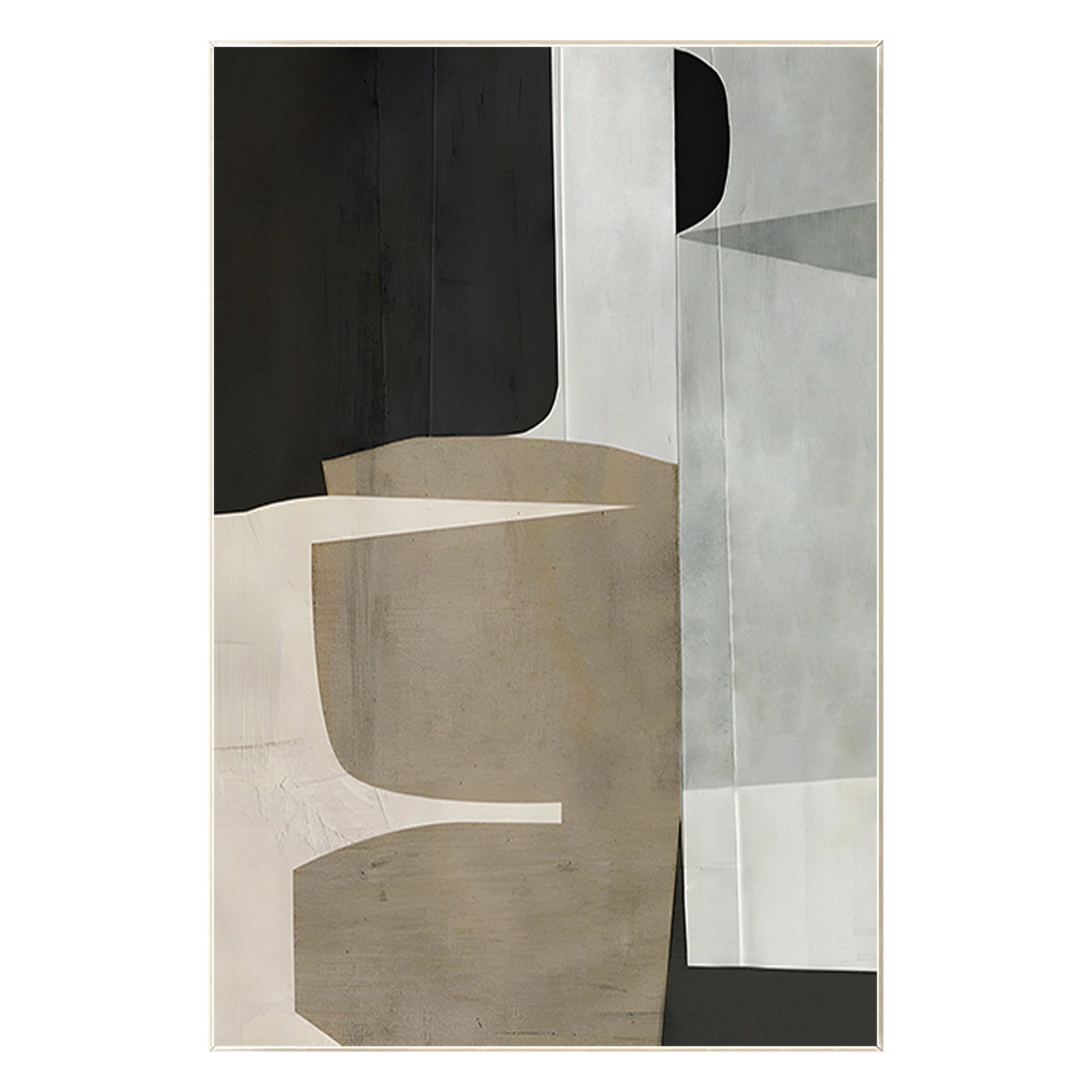 Brown Beige Black Abstract Geometric Painting On Canvas, Minimalist Painting Org #8