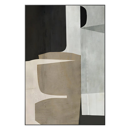 Brown Beige Black Abstract Geometric Painting On Canvas, Minimalist Painting Org #9