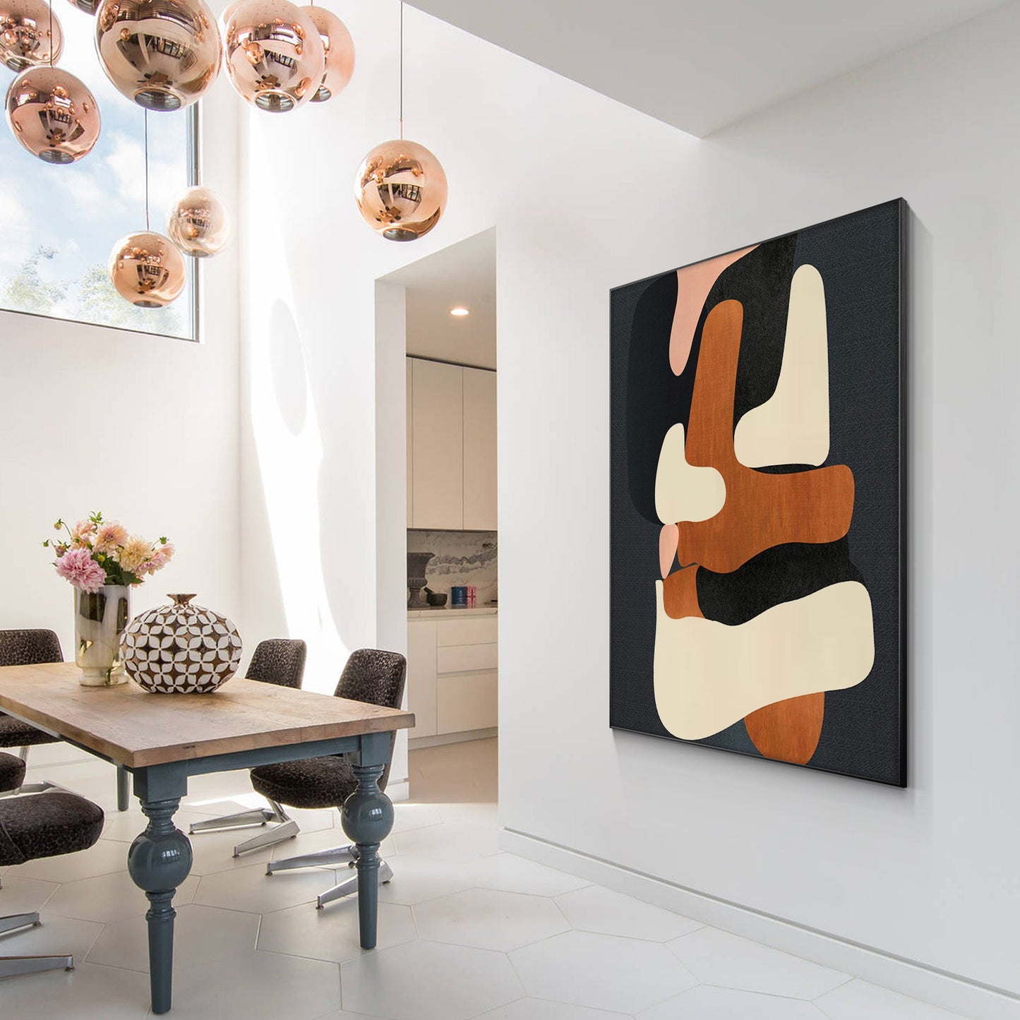 Brown Beige Black Abstract Geometric Painting On Canvas, Minimalist Painting Org #2