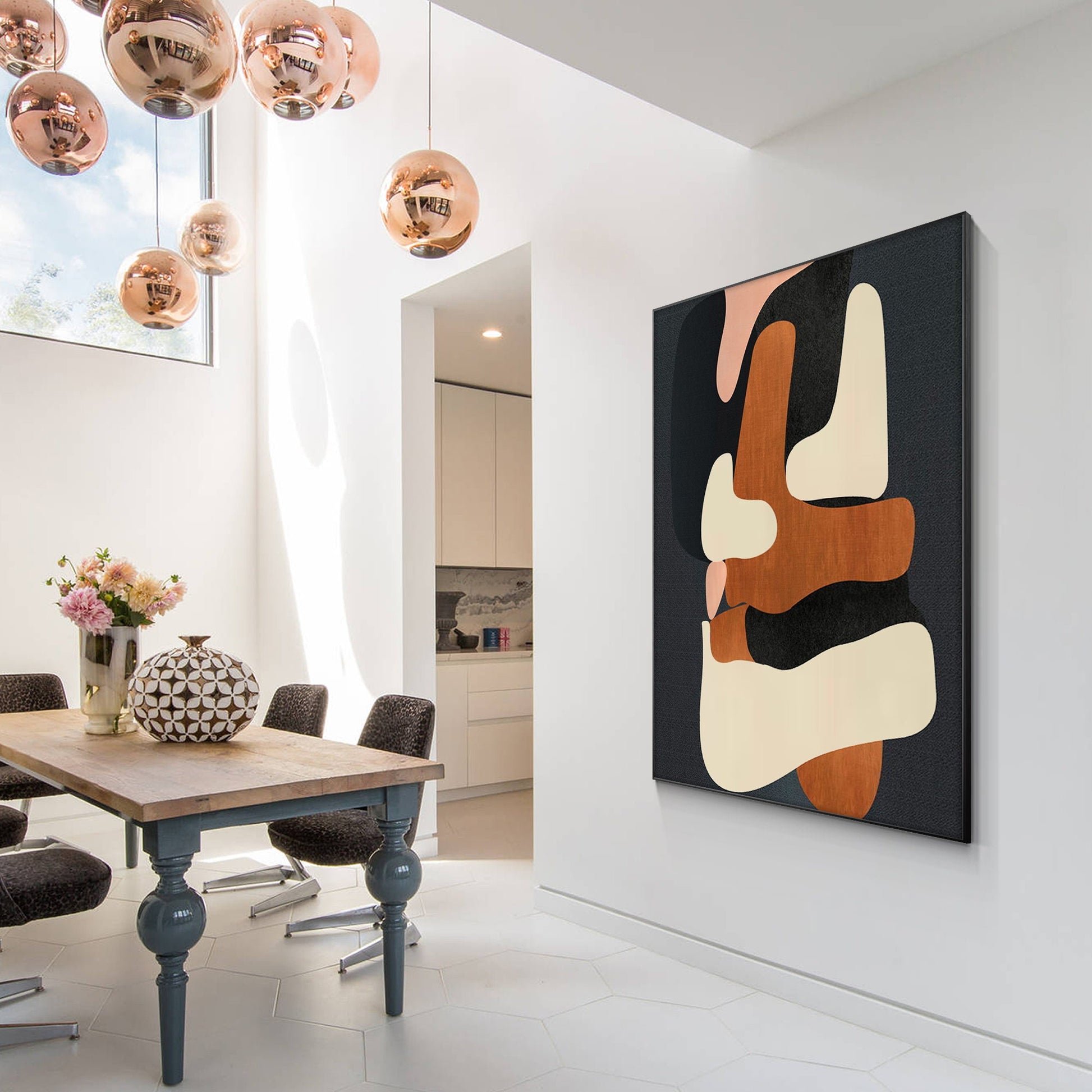 Brown Beige Black Abstract Geometric Painting On Canvas, Minimalist Painting Org #2