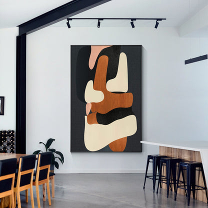 Brown Beige Black Abstract Geometric Painting On Canvas, Minimalist Painting Org #3