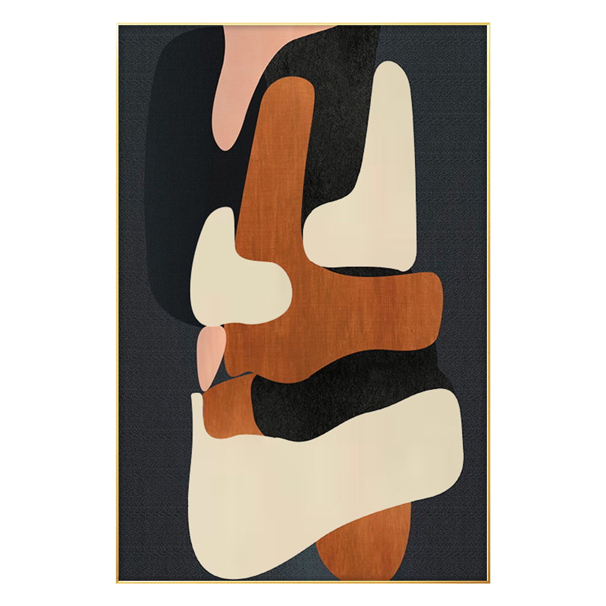 Brown Beige Black Abstract Geometric Painting On Canvas, Minimalist Painting Org #7