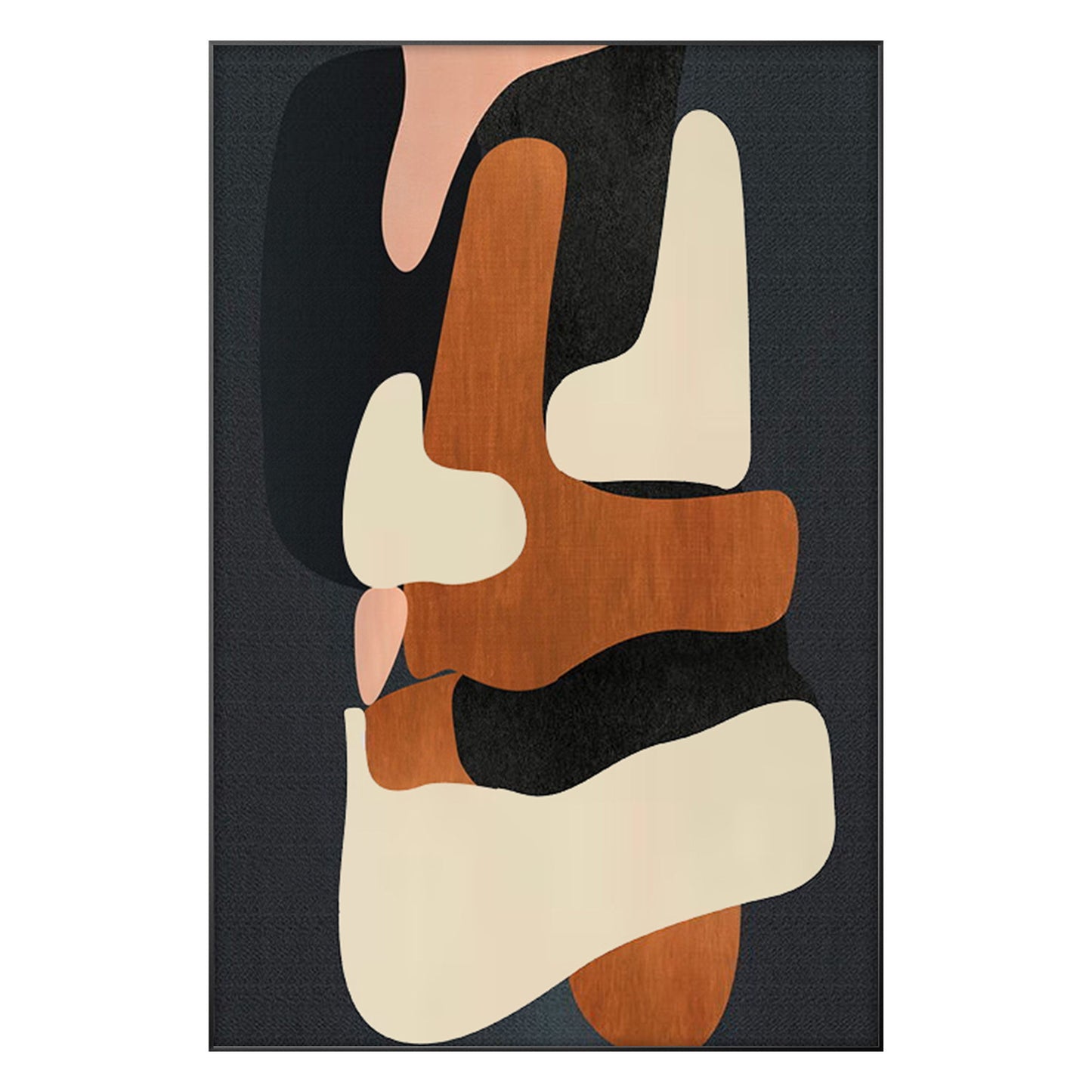 Brown Beige Black Abstract Geometric Painting On Canvas, Minimalist Painting Org #9