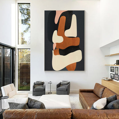 Brown Beige Black Abstract Geometric Painting On Canvas, Minimalist Painting Org #1