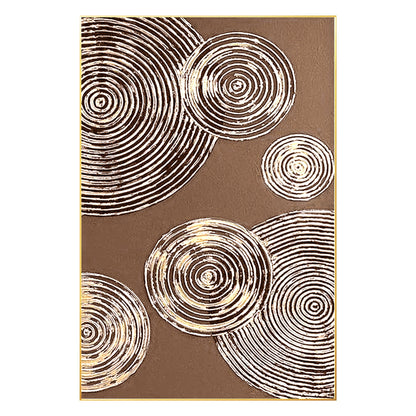 Brown Gold Circle Abstract Painting on Canvas: Luxury Wall Art Decor #7
