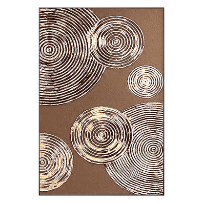 Brown Gold Circle Abstract Painting on Canvas: Luxury Wall Art Decor #9
