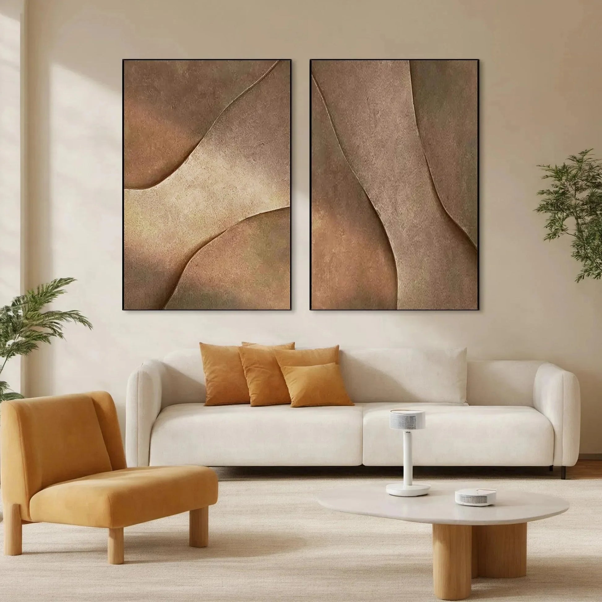 BROWN TEXTURE DUO: Set of 2 Textured Abstract Paintings in Brown | Abstract closeup, raised brushwork detail