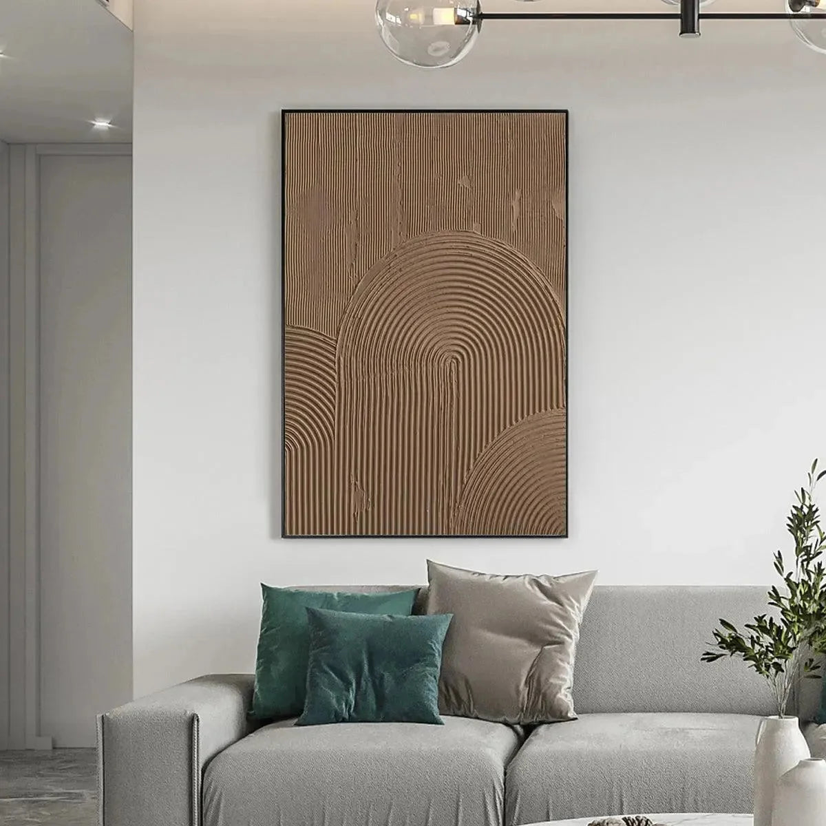 BROWN TEXTURED ARCH: Textured Abstract Painting in Brown | rolled canvas, ready for custom framing