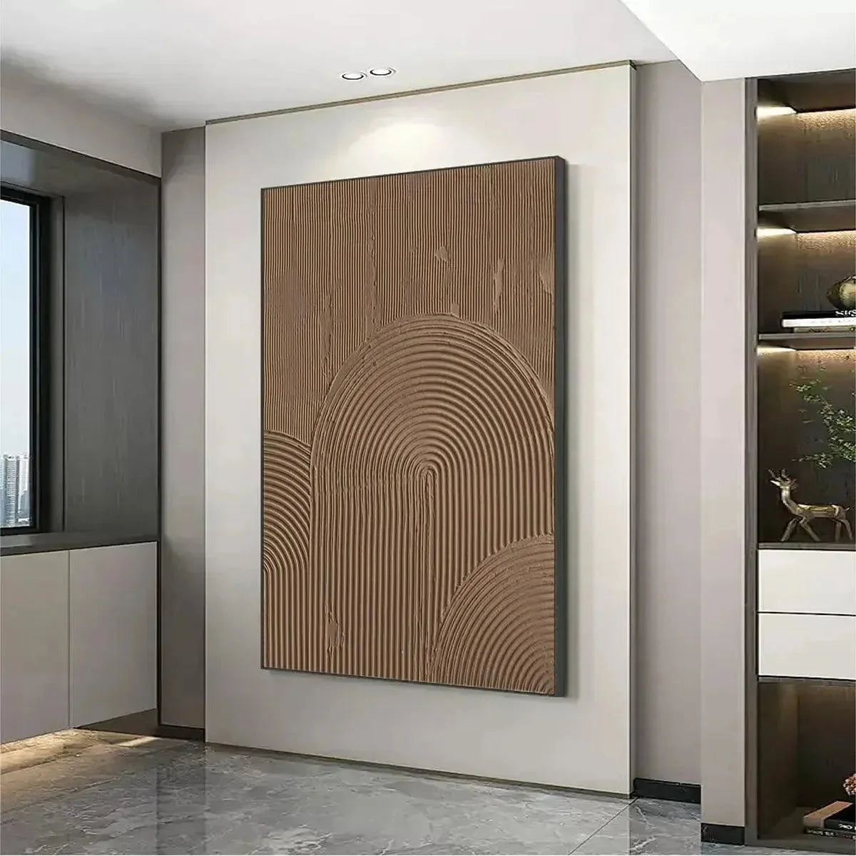 BROWN TEXTURED ARCH: Textured Abstract Painting in Brown | Abstract mood, soft natural light studio shot
