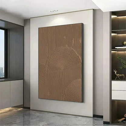 BROWN TEXTURED ARCH: Textured Abstract Painting in Brown | Abstract mood, soft natural light studio shot