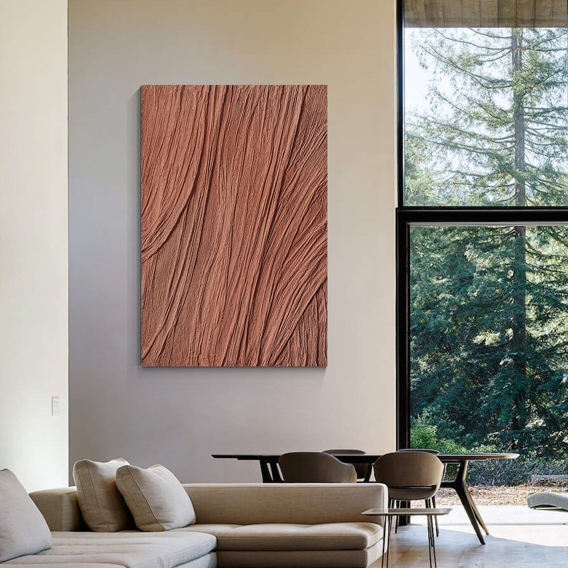 Brown Wabi Sabi Texture Painting: Minimalist Framed Canvas Wall Art #2