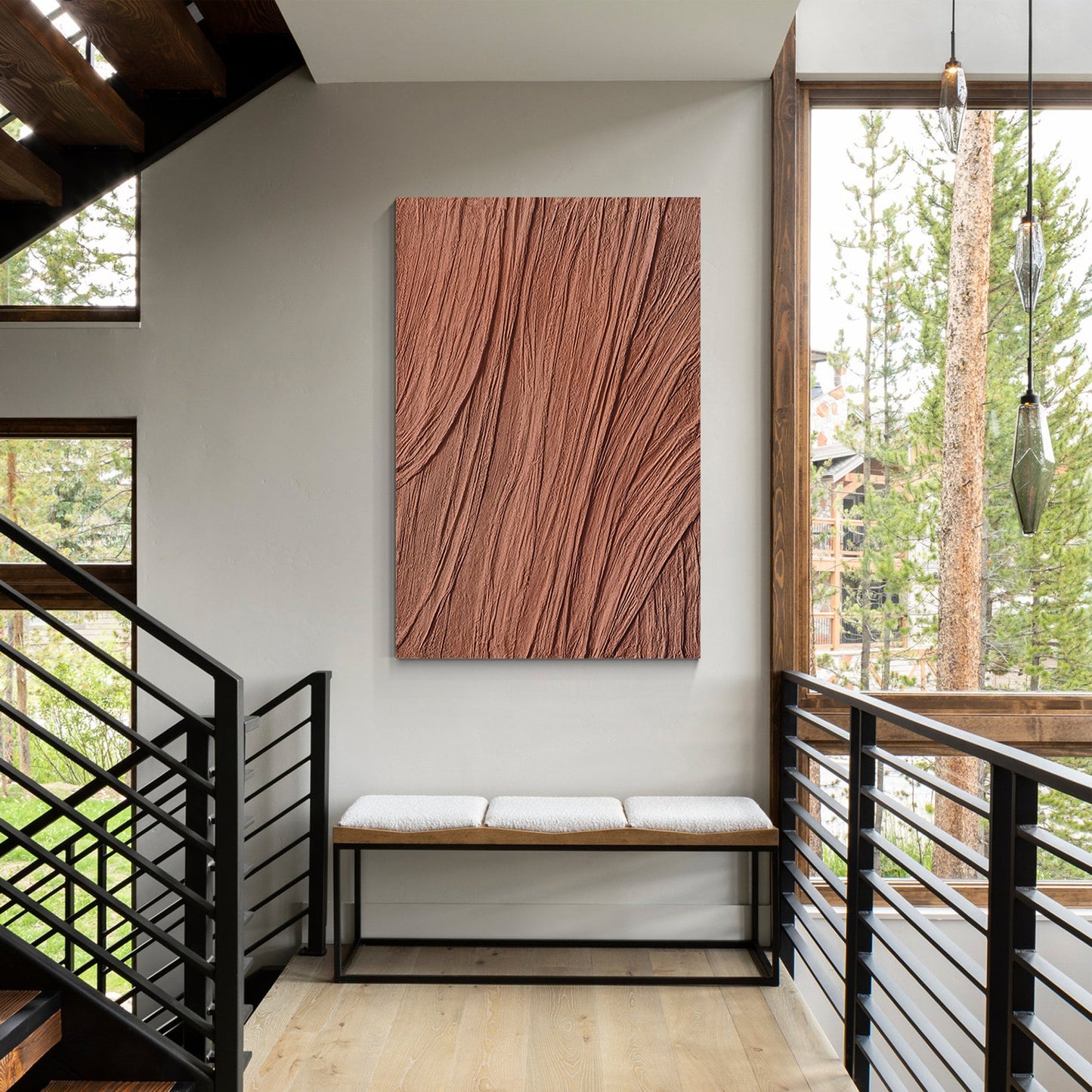 Brown Wabi Sabi Texture Painting: Minimalist Framed Canvas Wall Art #3
