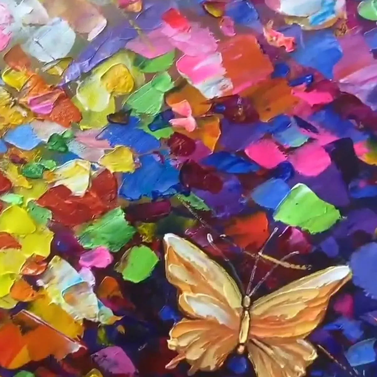 BUTTERFLY FLIGHT: Colorful Butterfly Painting on Canvas | rectangular format, hand-painted canvas edge