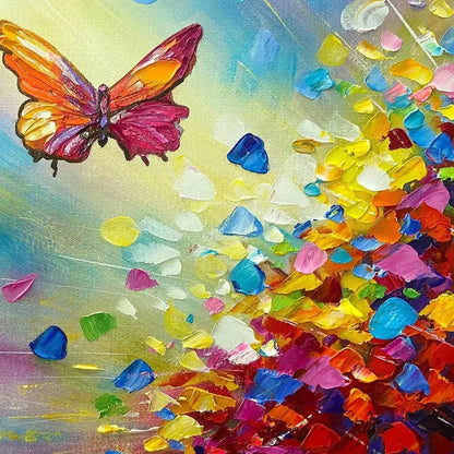 BUTTERFLY FLIGHT: Colorful Butterfly Painting on Canvas | rolled canvas, ready for custom framing