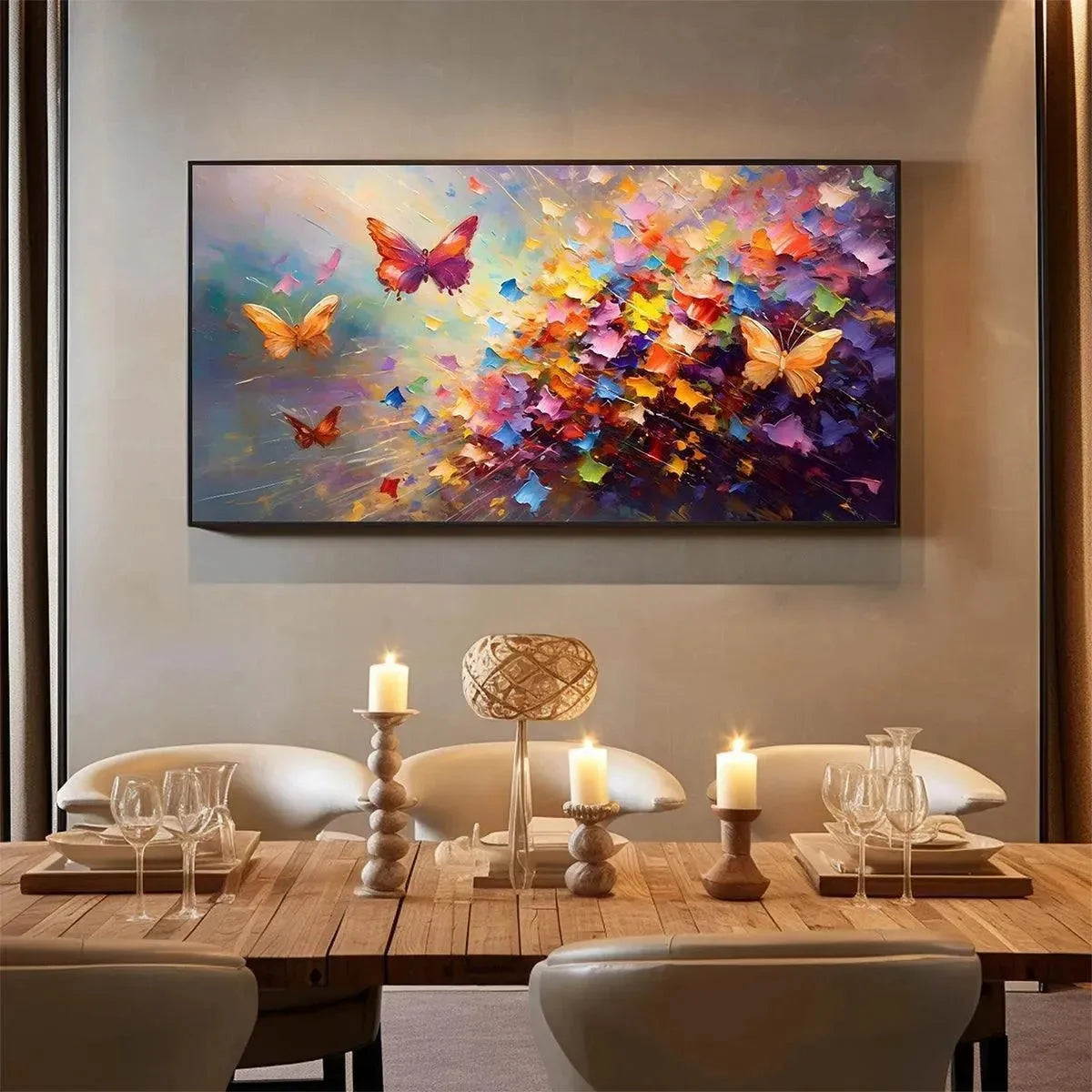 BUTTERFLY FLIGHT: Colorful Butterfly Painting on Canvas | Illustrative mood, soft natural light studio shot