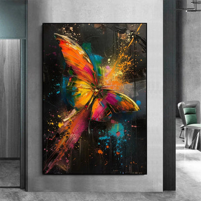 BUTTERFLY NEBULA: Colorful Butterfly Oil Painting on Canvas | Abstract closeup, raised brushwork detail