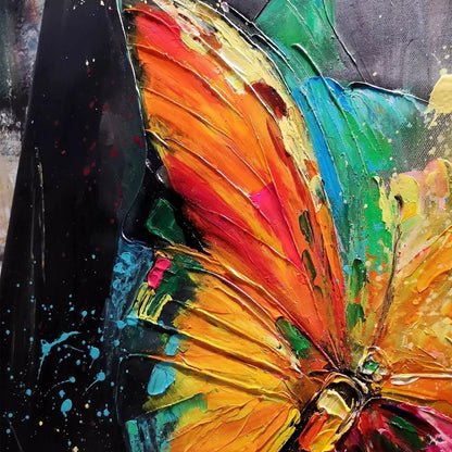 BUTTERFLY NEBULA: Colorful Butterfly Oil Painting on Canvas | rolled canvas, ready for custom framing