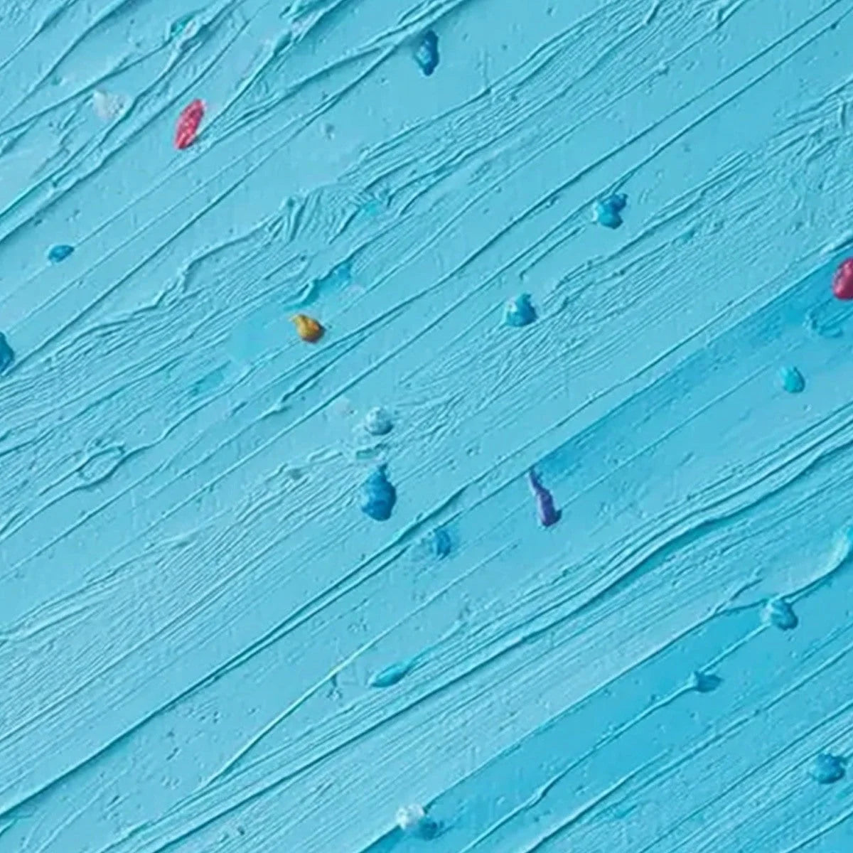 CANDY RAIN: Playful Blue Textured Abstract Impasto | rectangular format, hand-painted canvas edge