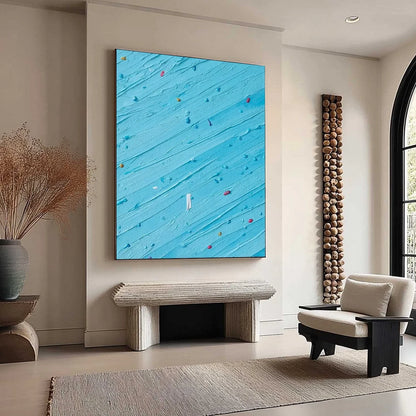 CANDY RAIN: Playful Blue Textured Abstract Impasto | blue palette, original bedroom art