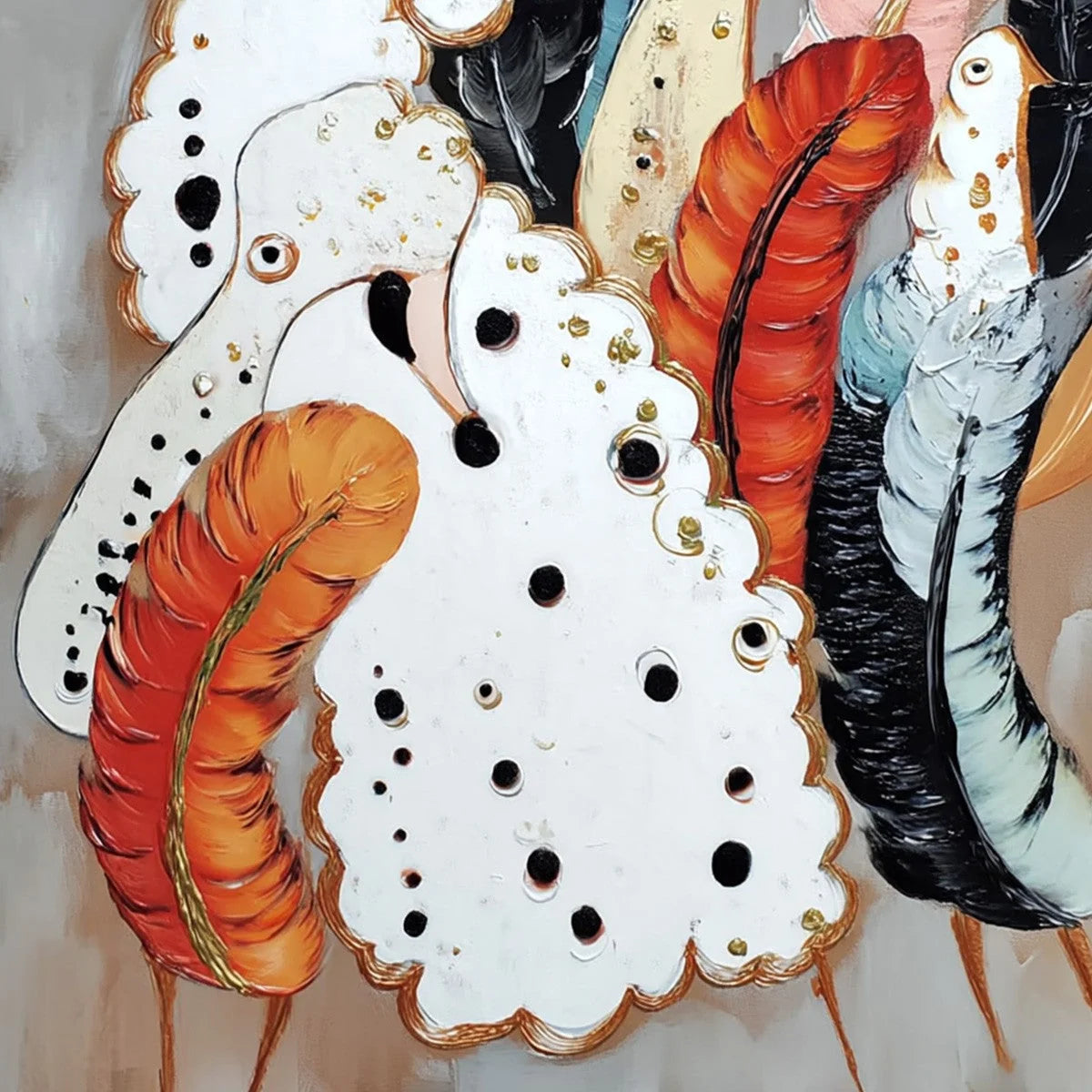 CANINE COUTURE: Whimsical Abstract Poodle and Feather Painting | rolled canvas, ready for custom framing