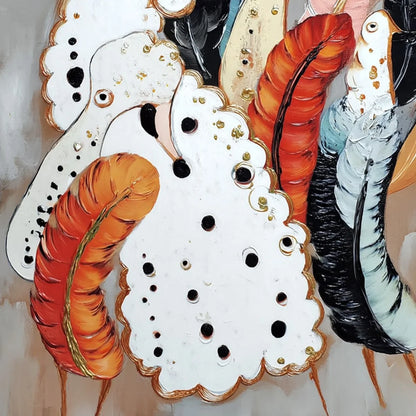 CANINE COUTURE: Whimsical Abstract Poodle and Feather Painting | rolled canvas, ready for custom framing