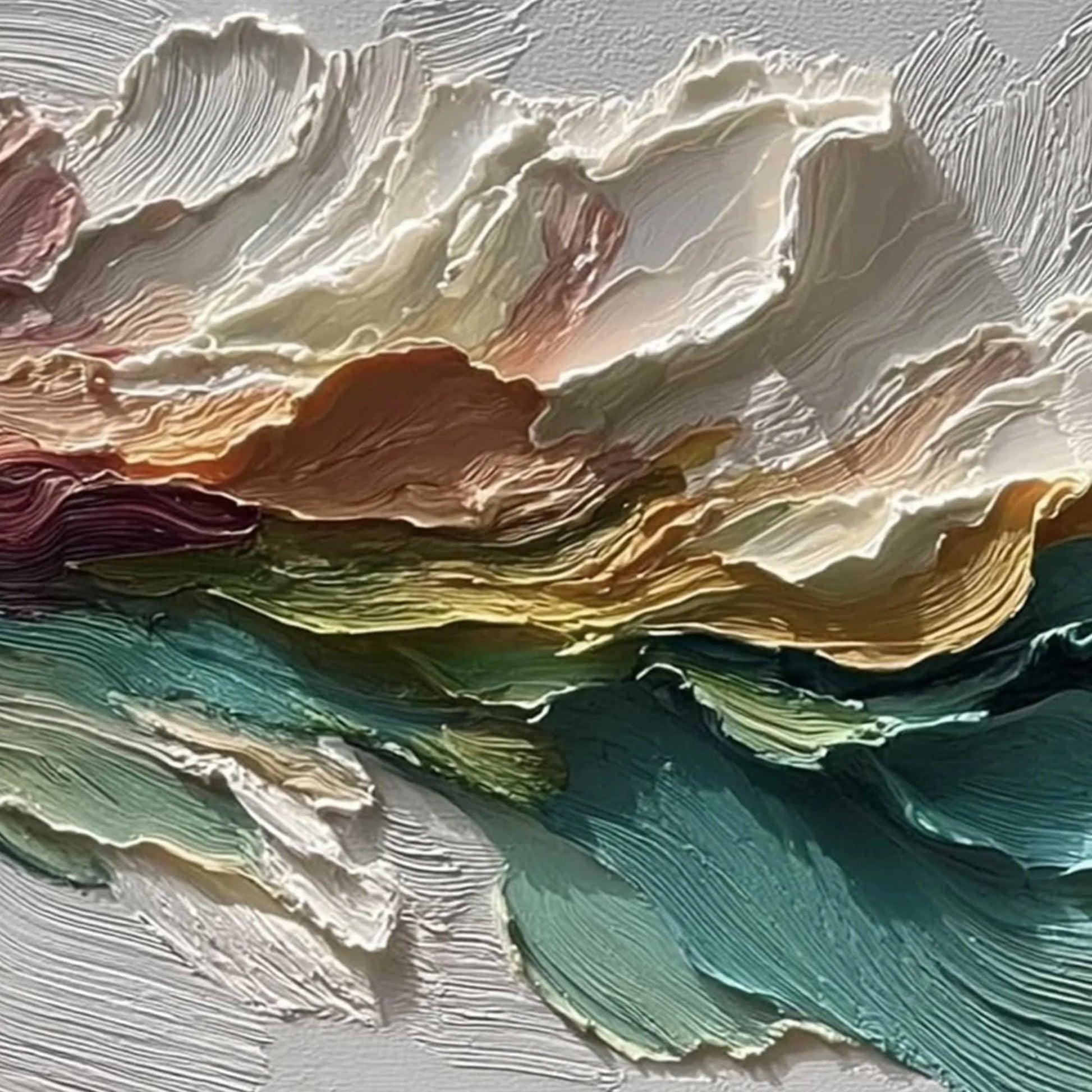 CANYON RHYTHM: Large Textured Abstract Impasto Landscape | rectangular format, hand-painted canvas edge