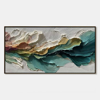 CANYON RHYTHM: Large Textured Abstract Impasto Landscape | hanging in living room, textured impasto wall art