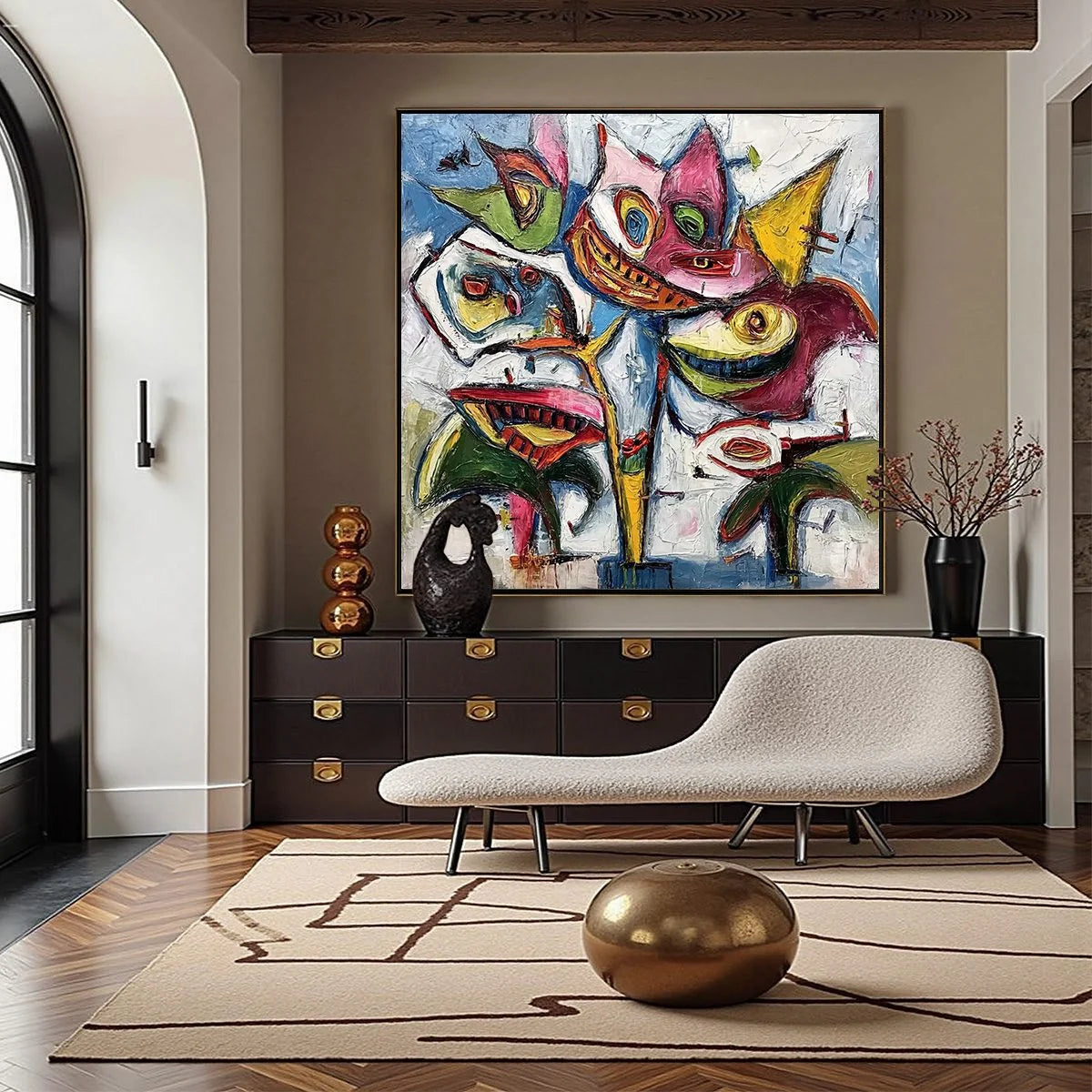 CARNIVAL OF SMILES: Large Colorful Abstract Impasto Wall Art | Abstract closeup, raised brushwork detail