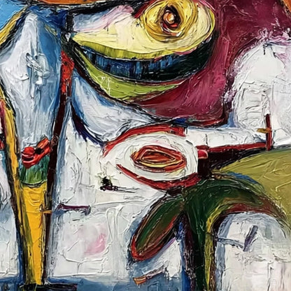 CARNIVAL OF SMILES: Large Colorful Abstract Impasto Wall Art | rolled canvas, ready for custom framing