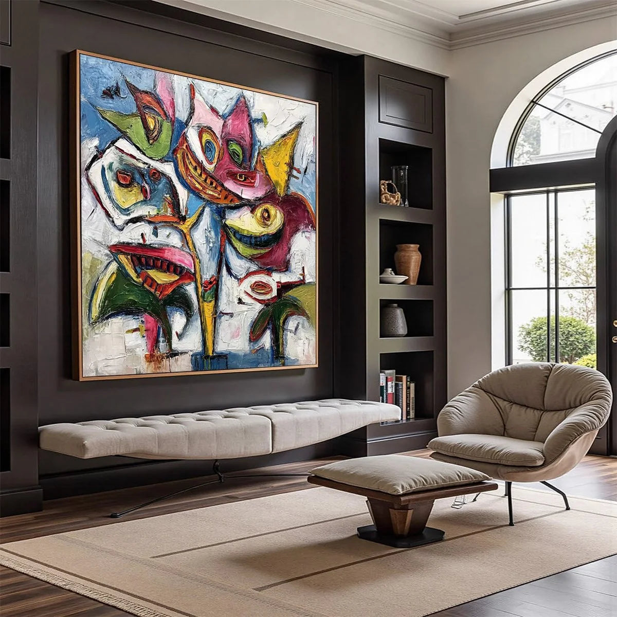 CARNIVAL OF SMILES: Large Colorful Abstract Impasto Wall Art | Abstract mood, soft natural light studio shot