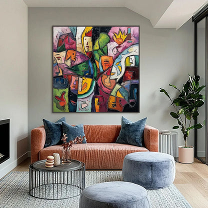 CARNIVAL OF SOULS: Large Colorful Abstract Figurative | abstract figurative closeup, raised brushwork detail