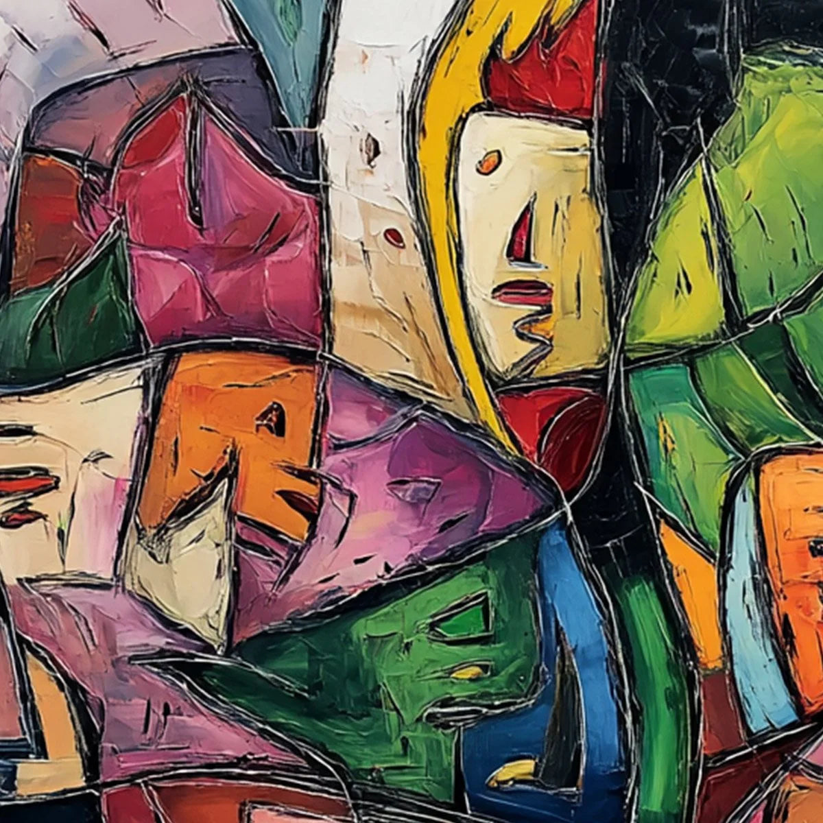 CARNIVAL OF SOULS: Large Colorful Abstract Figurative | rolled canvas, ready for custom framing