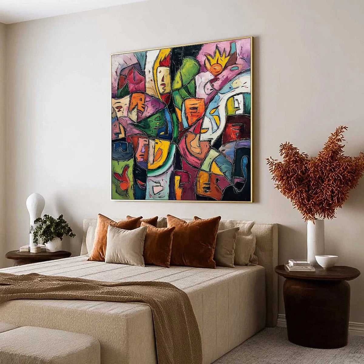 CARNIVAL OF SOULS: Large Colorful Abstract Figurative | abstract figurative mood, soft natural light studio shot